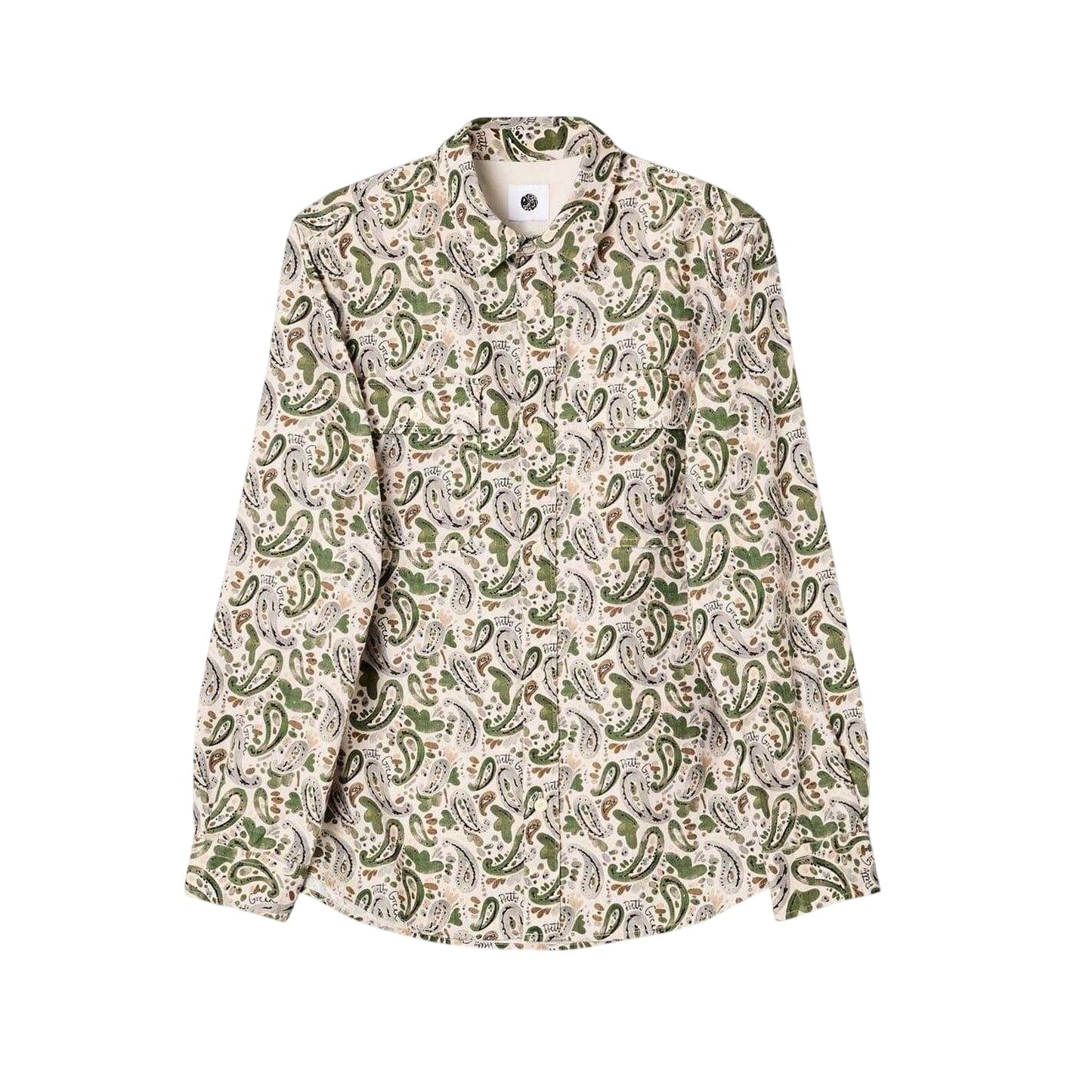 Stone - Front - Pretty Green Mens Paisley Regular Button-Down Shirt