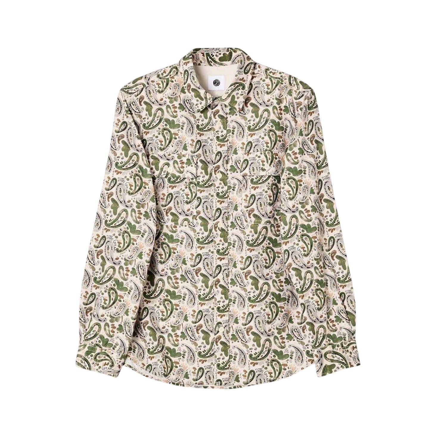 Stone - Front - Pretty Green Mens Paisley Regular Button-Down Shirt