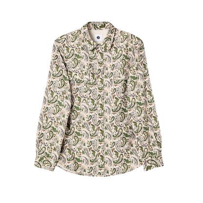Stone - Front - Pretty Green Mens Paisley Regular Button-Down Shirt