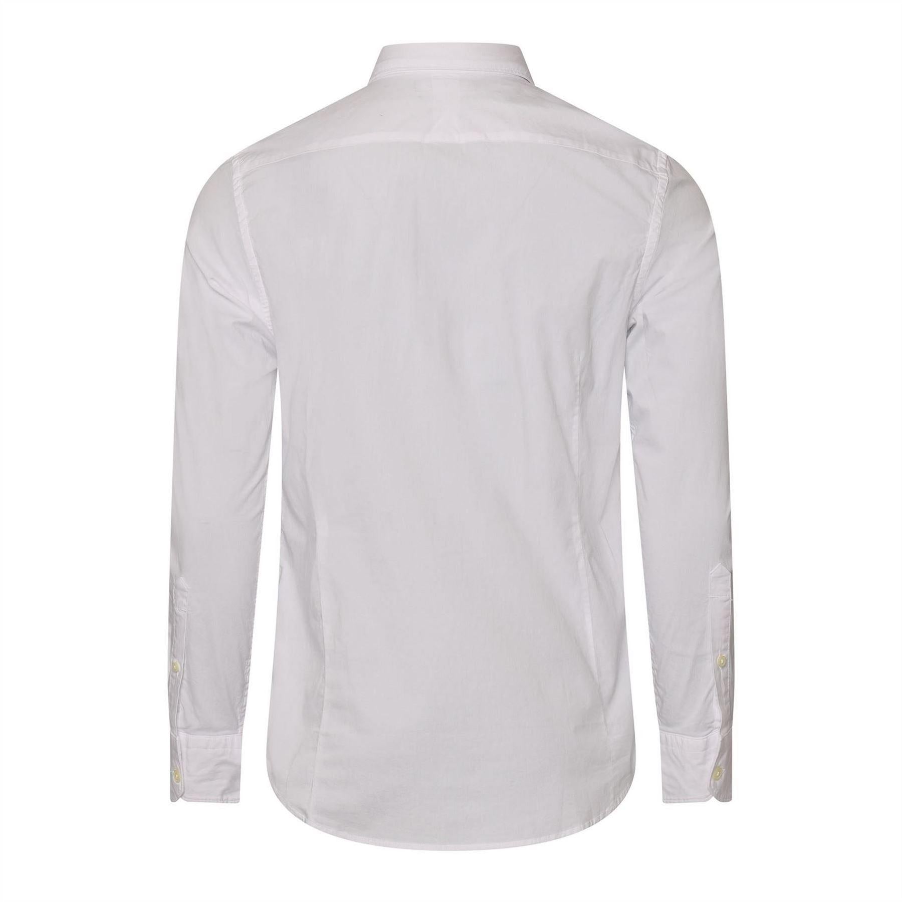White - Back - Replay Mens Slim Long-Sleeved Button-Down Shirt