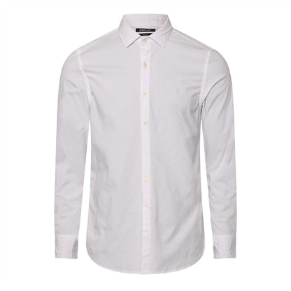 White - Front - Replay Mens Slim Long-Sleeved Button-Down Shirt