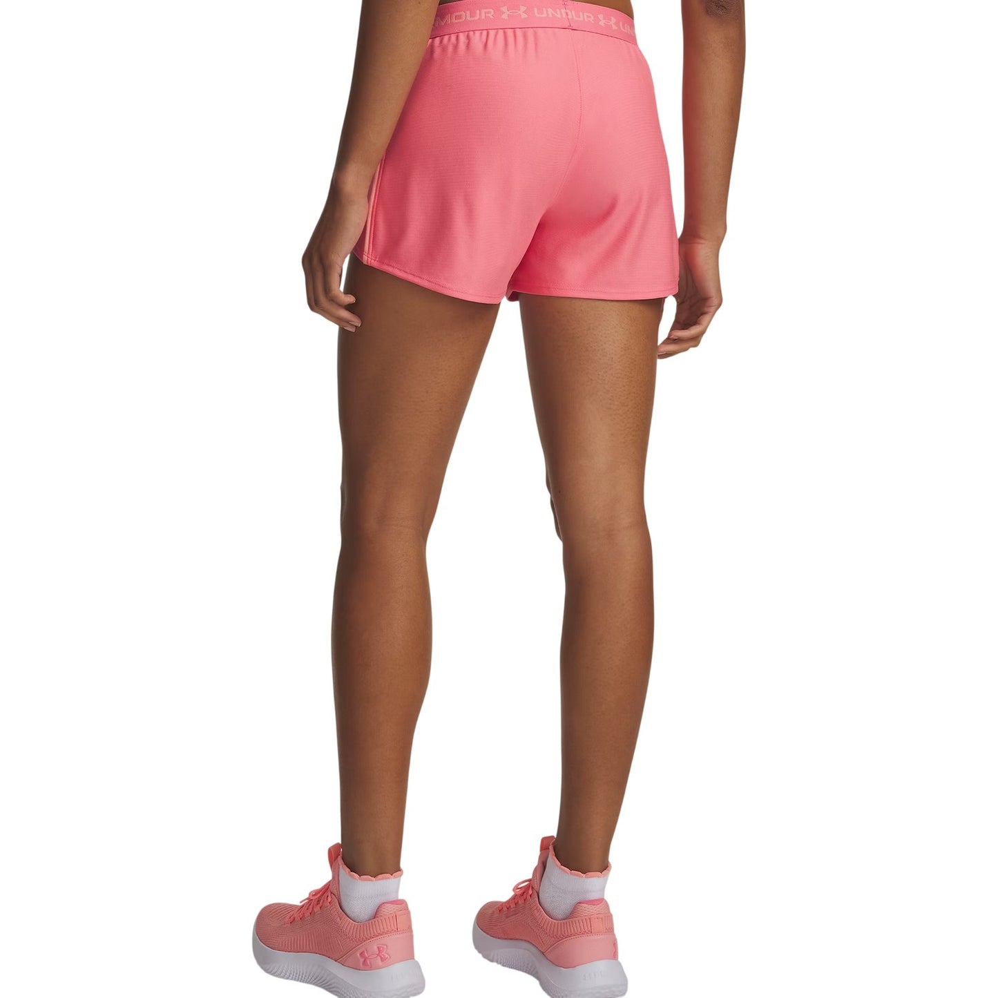 Pink - Back - Under Armour Womens-Ladies Play Up 2 in 1 Shorts