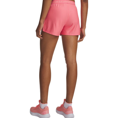 Pink - Back - Under Armour Womens-Ladies Play Up 2 in 1 Shorts