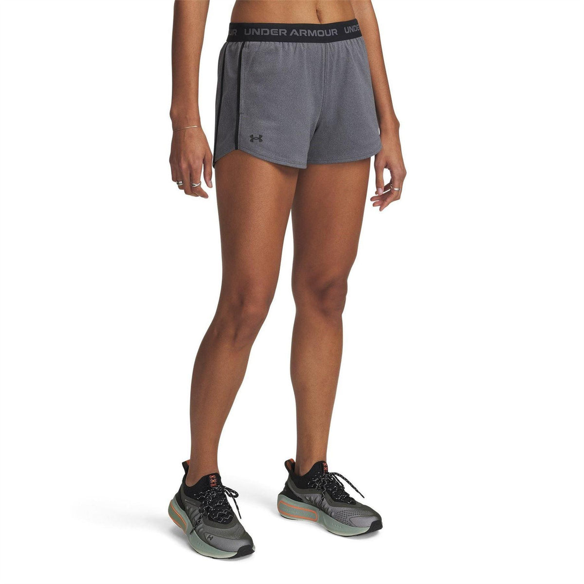 Rock-Black - Front - Under Armour Womens-Ladies Play Up 2 in 1 Shorts