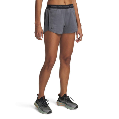 Rock-Black - Front - Under Armour Womens-Ladies Play Up 2 in 1 Shorts