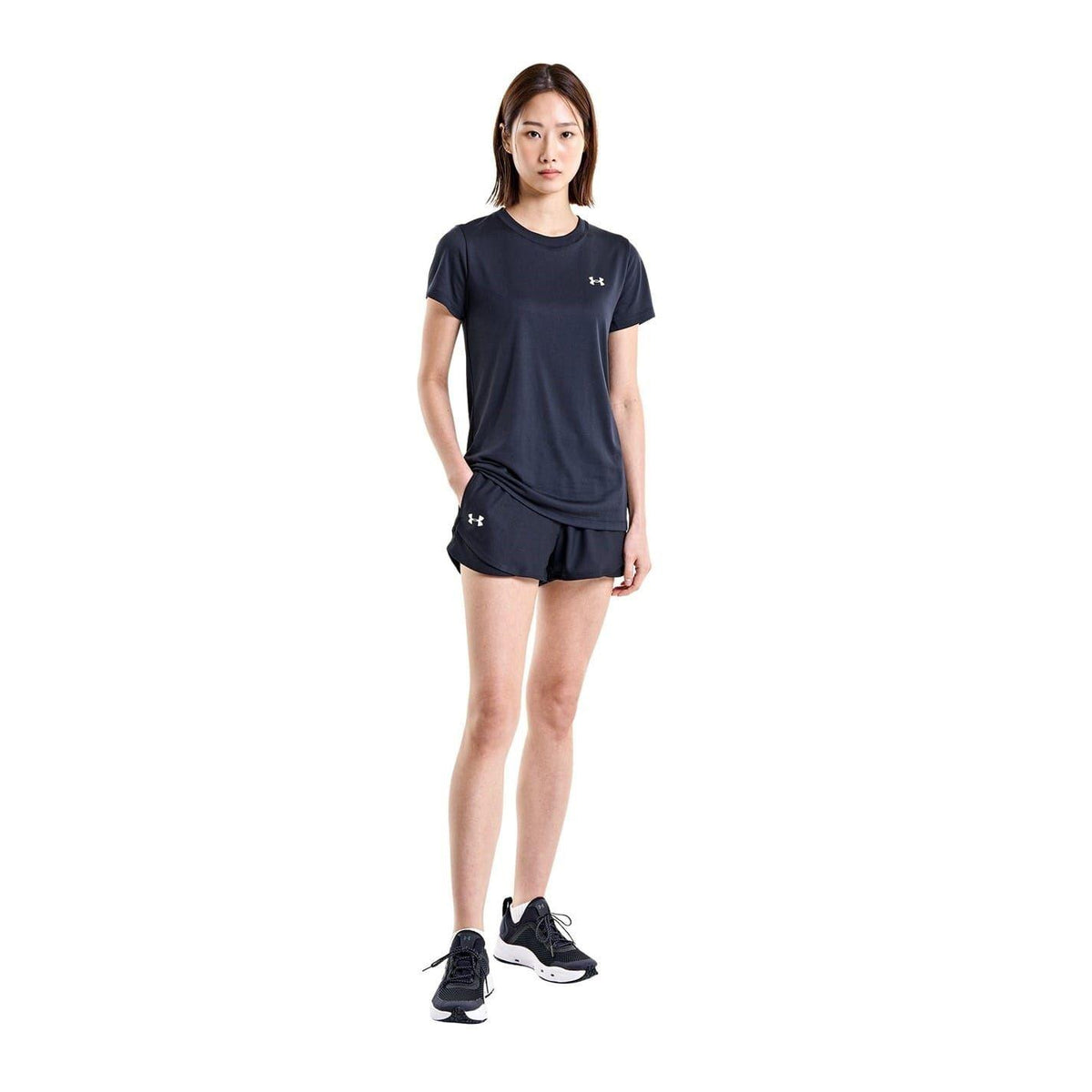 Black - Pack Shot - Under Armour Womens-Ladies Play Up 2 in 1 Shorts