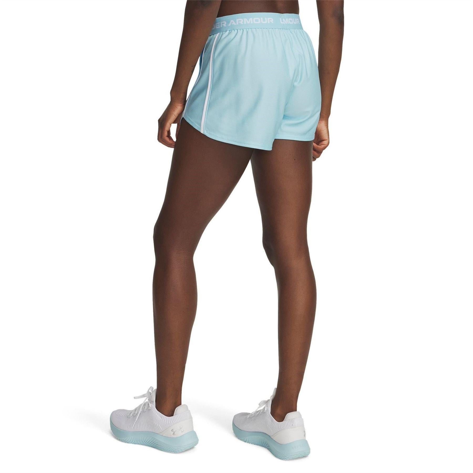 Stream-White - Back - Under Armour Womens-Ladies Play Up 2 in 1 Shorts