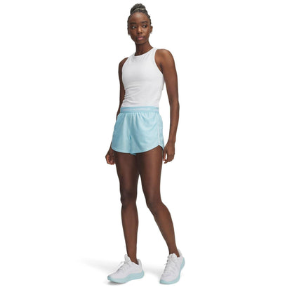 Stream-White - Side - Under Armour Womens-Ladies Play Up 2 in 1 Shorts
