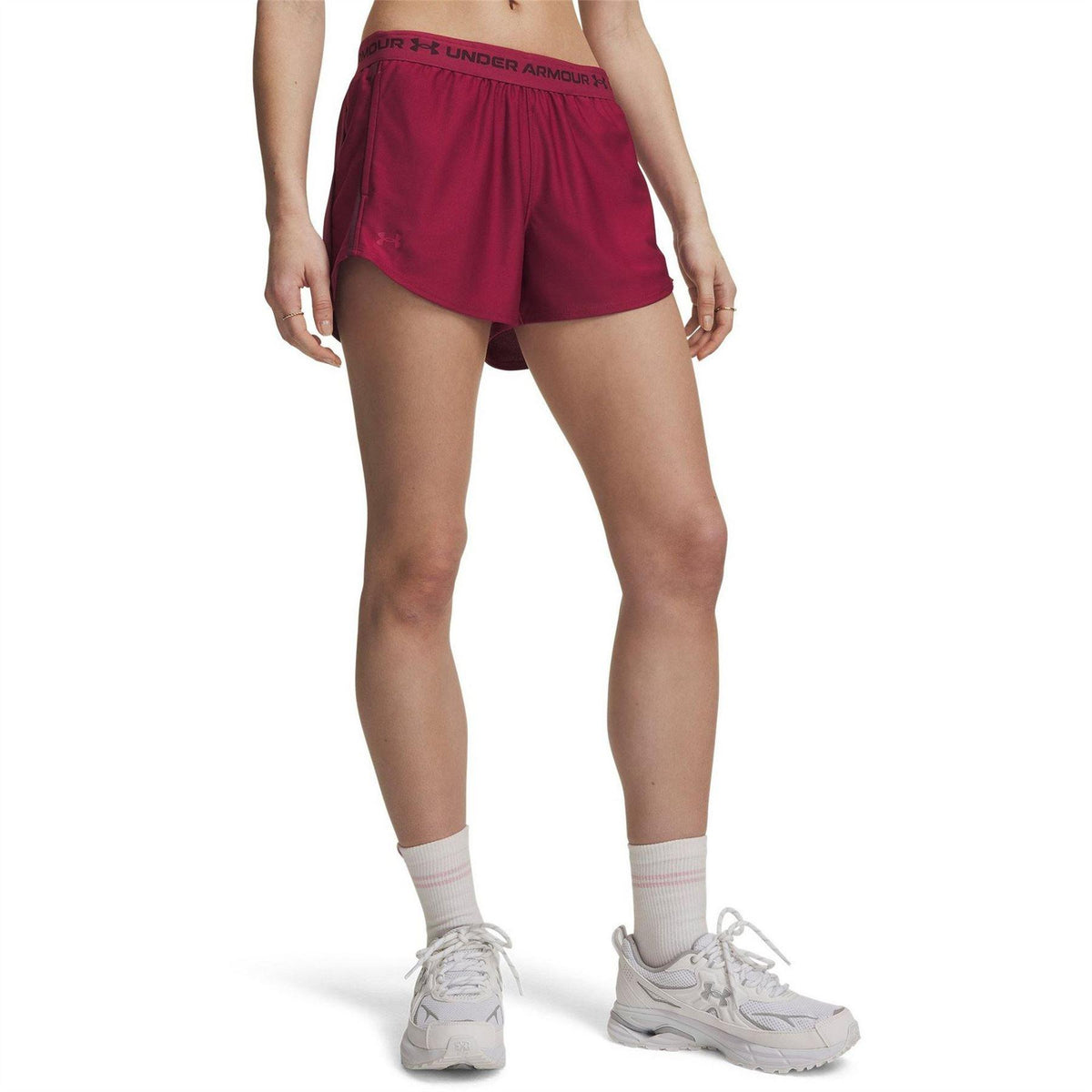 Claret - Front - Under Armour Womens-Ladies Play Up 2 in 1 Shorts
