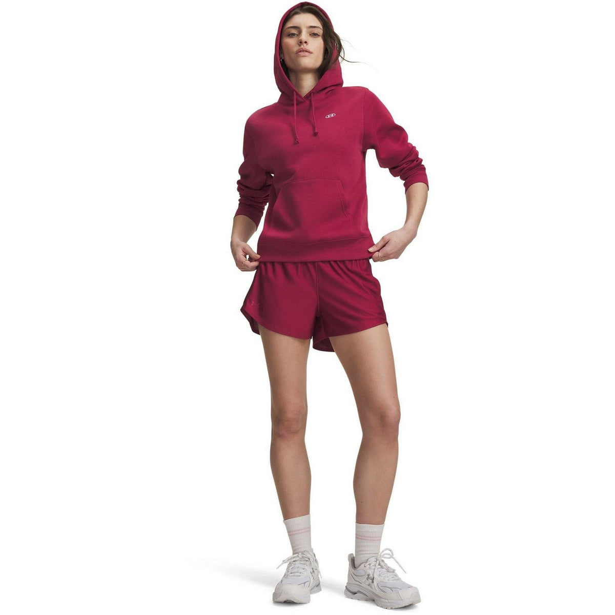 Claret - Side - Under Armour Womens-Ladies Play Up 2 in 1 Shorts