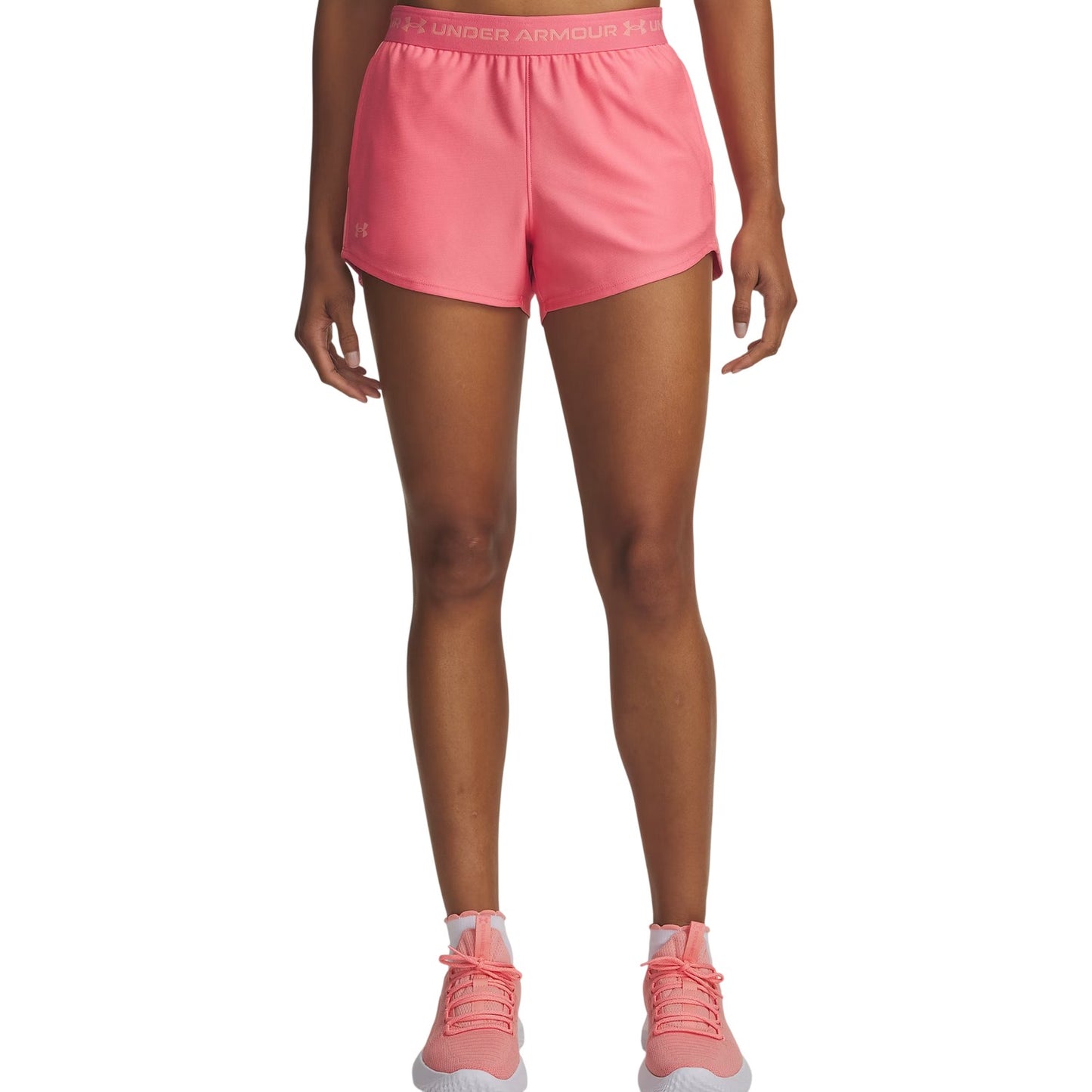 Pink - Front - Under Armour Womens-Ladies Play Up 2 in 1 Shorts