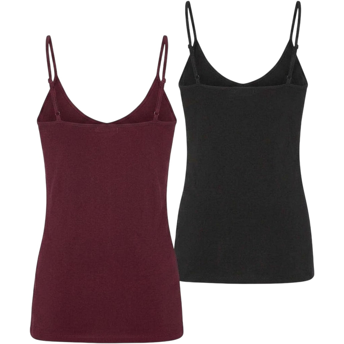 Black-Port - Back - Vero Moda Womens-Ladies Slim Spaghetti Strap Camisole (Pack of 2)
