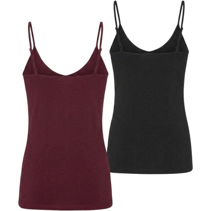 Black-Port - Back - Vero Moda Womens-Ladies Slim Spaghetti Strap Camisole (Pack of 2)