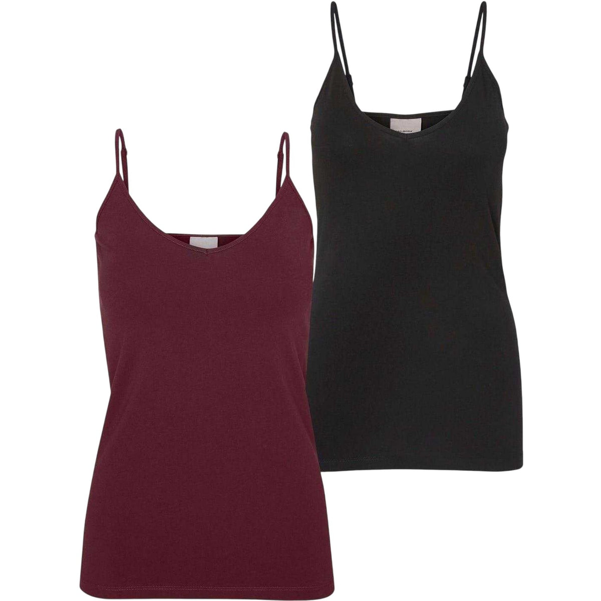 Black-Port - Front - Vero Moda Womens-Ladies Slim Spaghetti Strap Camisole (Pack of 2)
