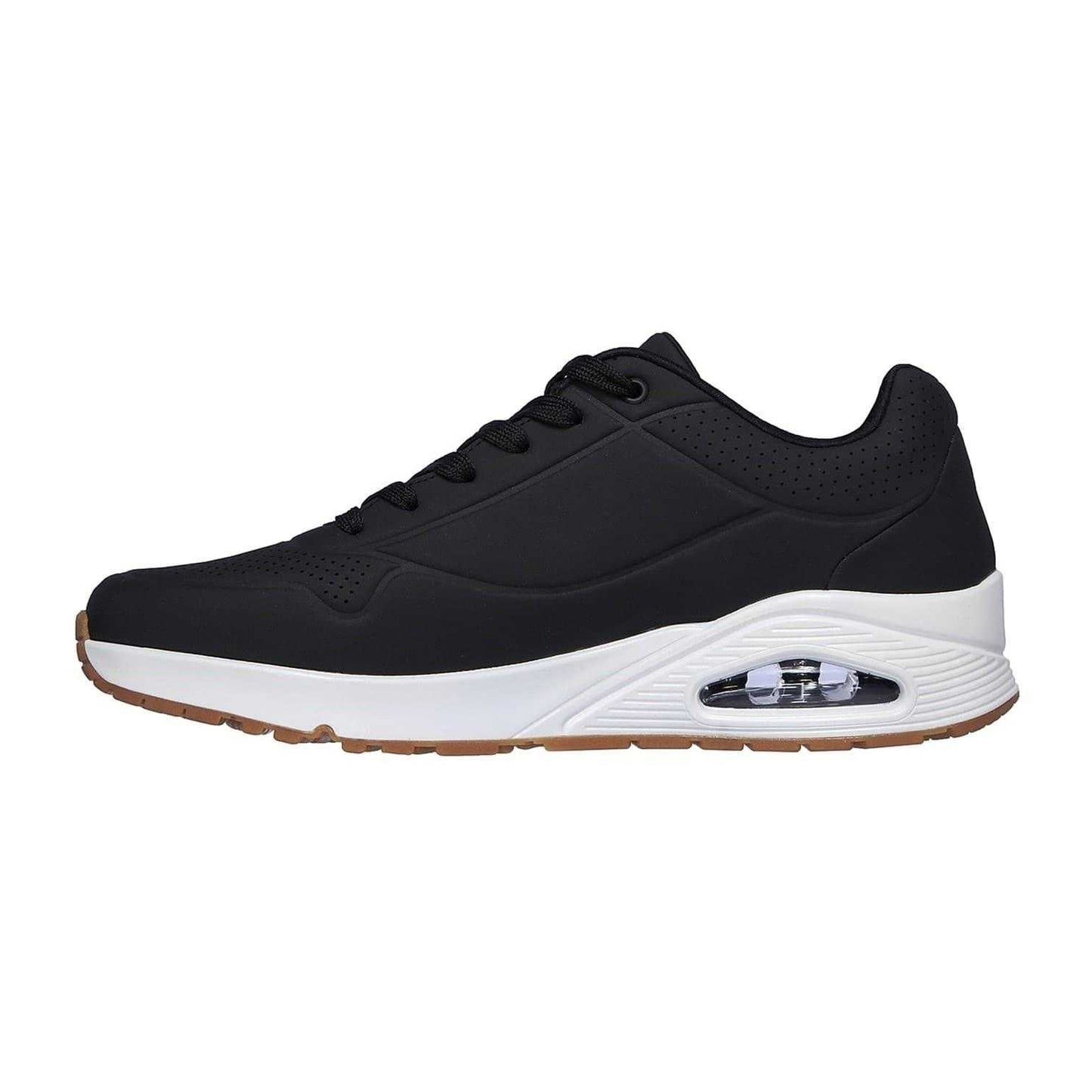 Black-White - Back - Skechers Mens Uno Stand On Air Skech-Air Trainers