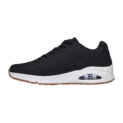 Black-White - Back - Skechers Mens Uno Stand On Air Skech-Air Trainers