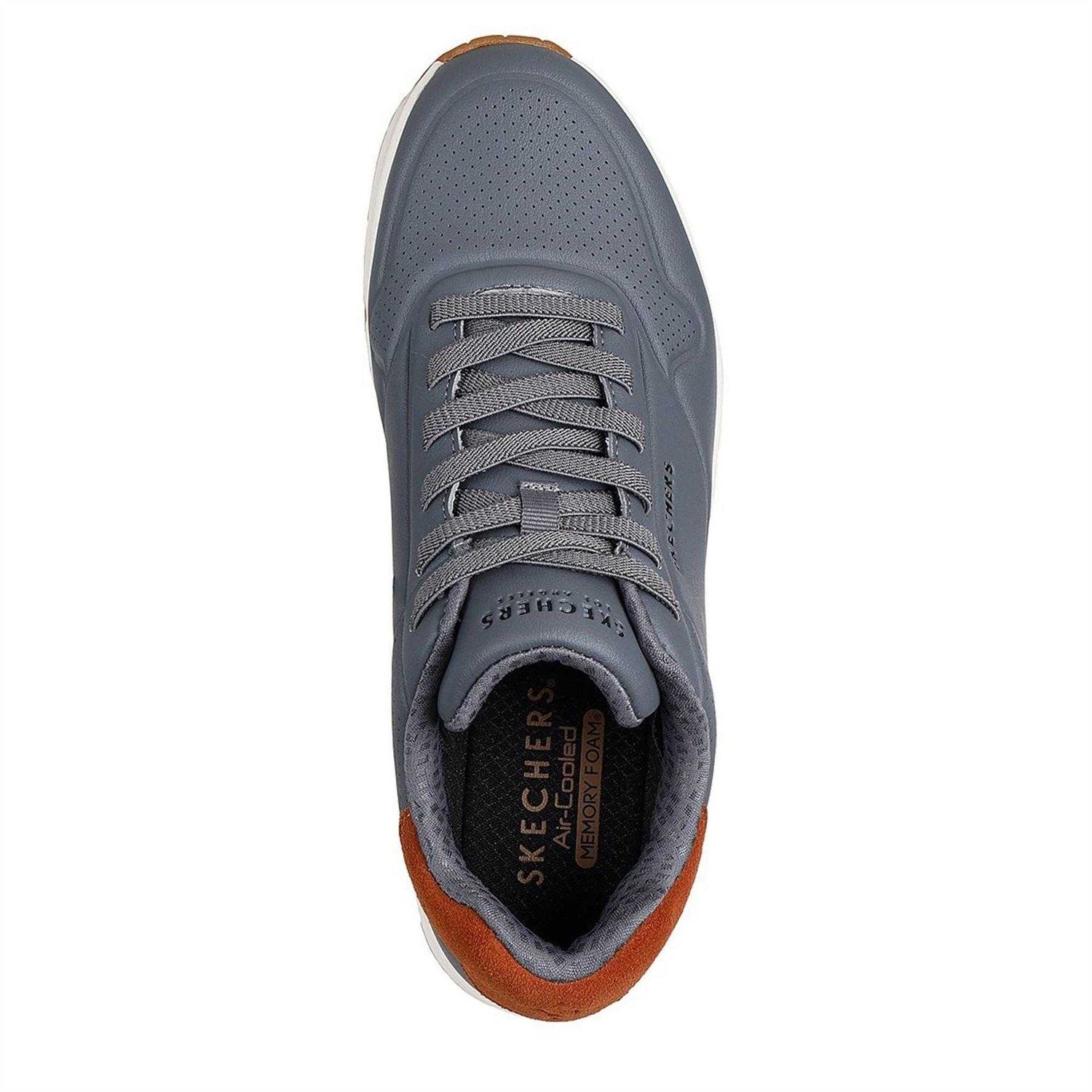 Charcoal - Side - Skechers Mens Uno Stand On Air Skech-Air Trainers