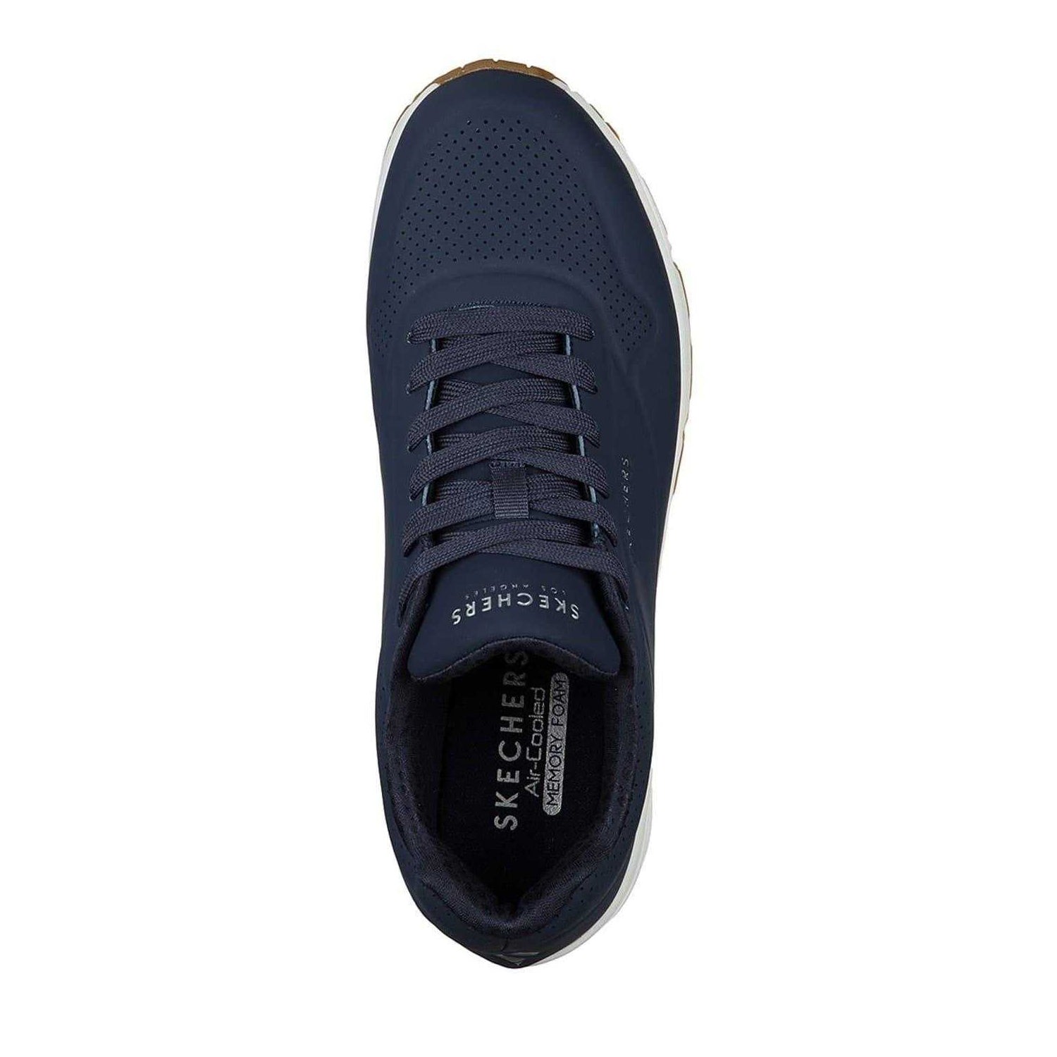 Navy - Side - Skechers Mens Uno Stand On Air Skech-Air Trainers