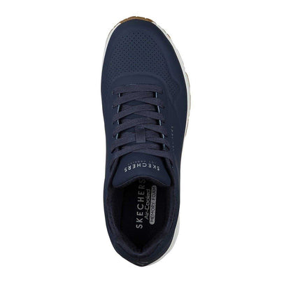 Navy - Side - Skechers Mens Uno Stand On Air Skech-Air Trainers