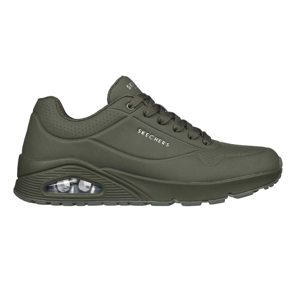 Olive - Front - Skechers Mens Uno Stand On Air Skech-Air Trainers
