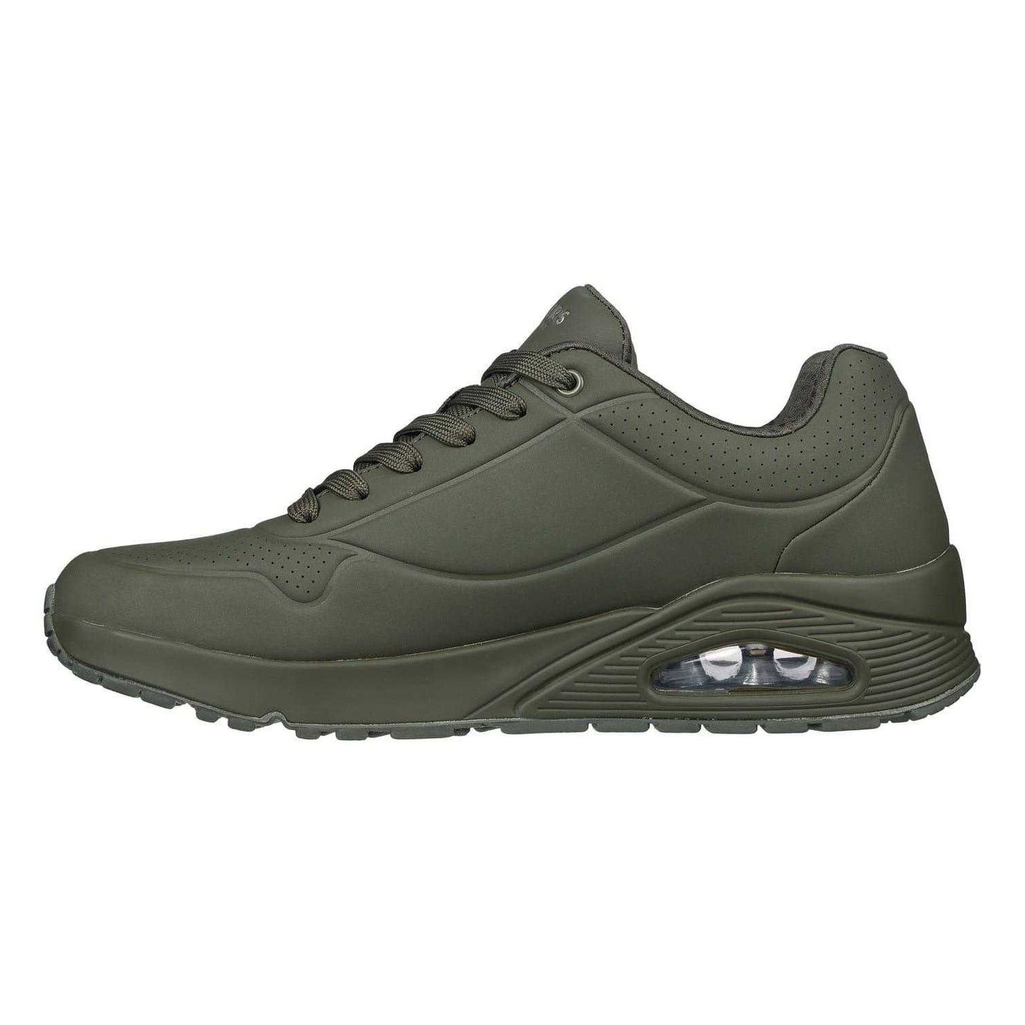Olive - Back - Skechers Mens Uno Stand On Air Skech-Air Trainers