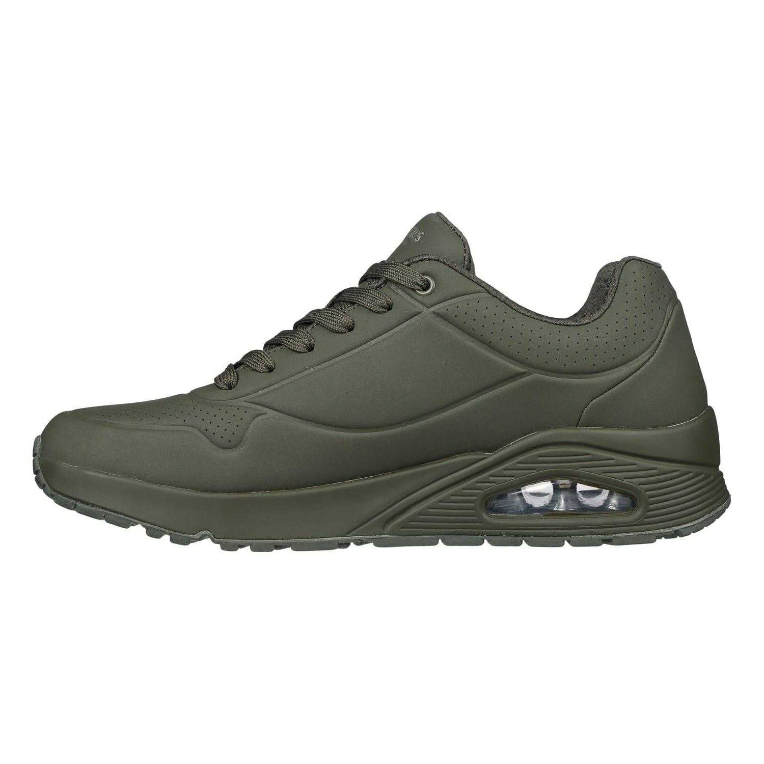 Olive - Back - Skechers Mens Uno Stand On Air Skech-Air Trainers
