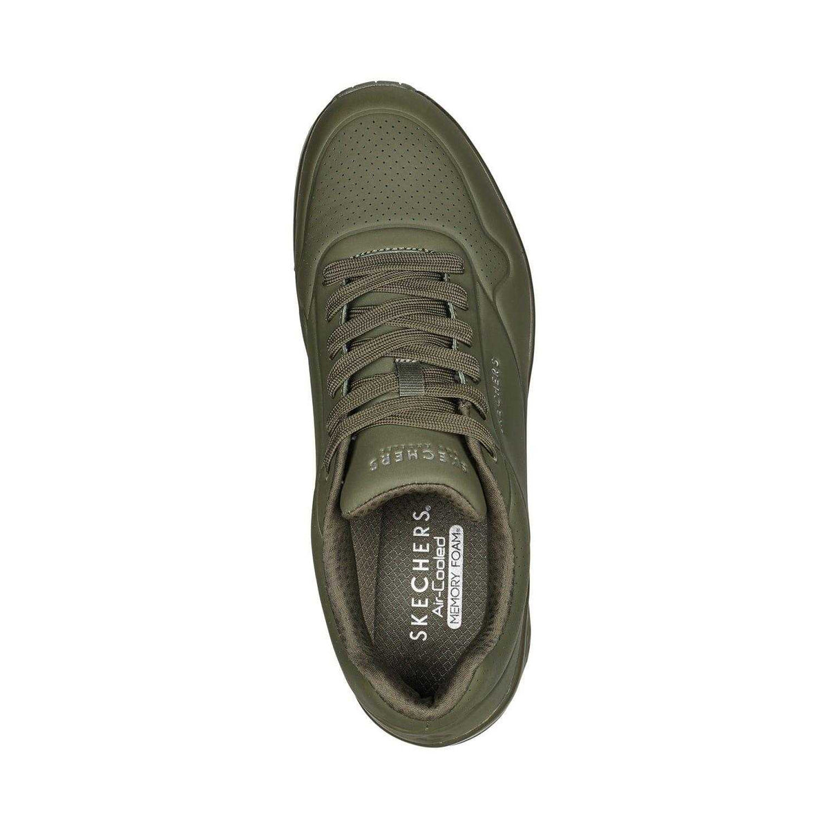 Olive - Side - Skechers Mens Uno Stand On Air Skech-Air Trainers