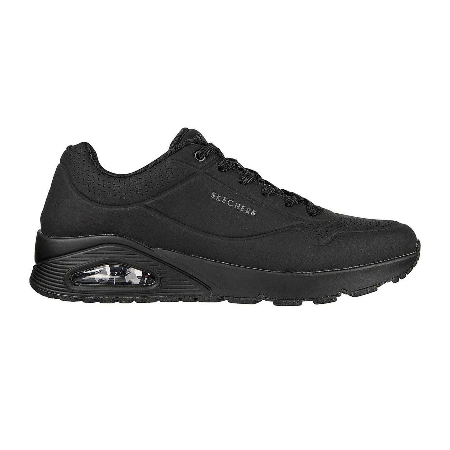 Triple Black - Front - Skechers Mens Uno Stand On Air Skech-Air Trainers