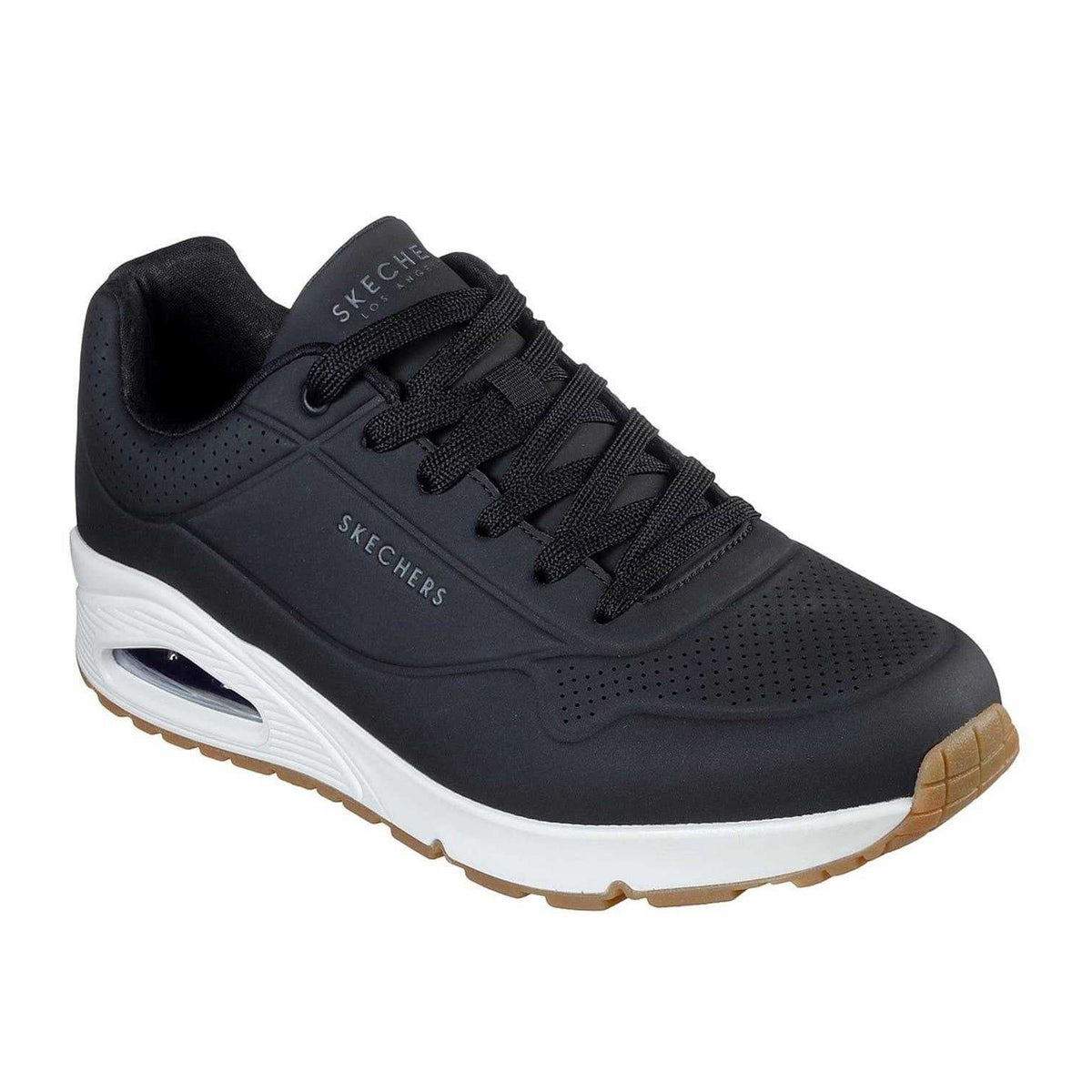 Black-White - Pack Shot - Skechers Mens Uno Stand On Air Skech-Air Trainers