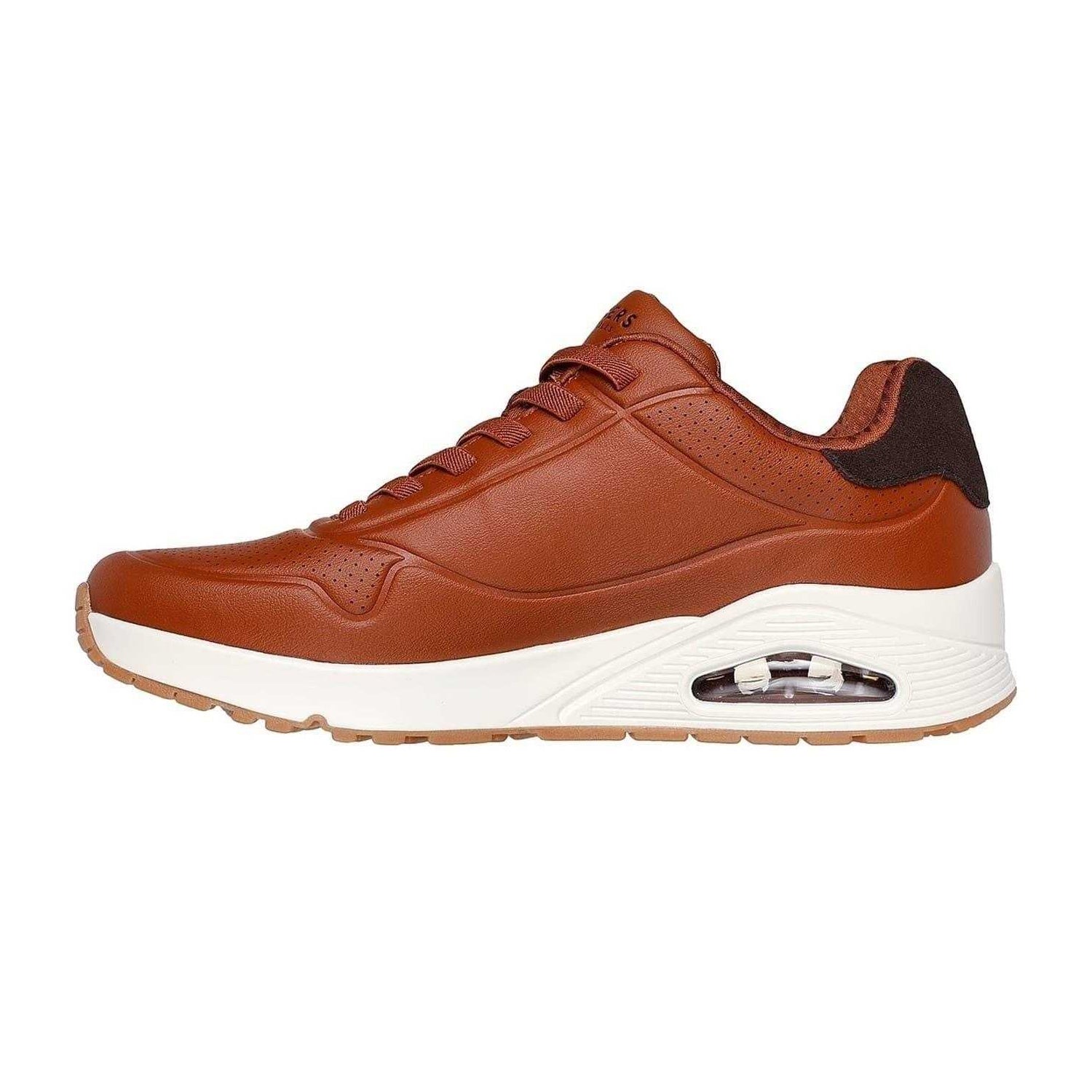 Brown - Back - Skechers Mens Uno Stand On Air Skech-Air Trainers