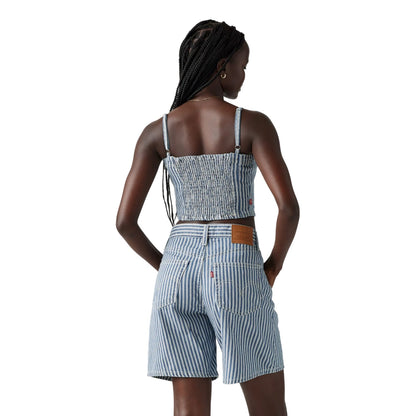 Light Blue - Back - Levis Womens-Ladies Jadine Striped Cropped Slim Tank Top