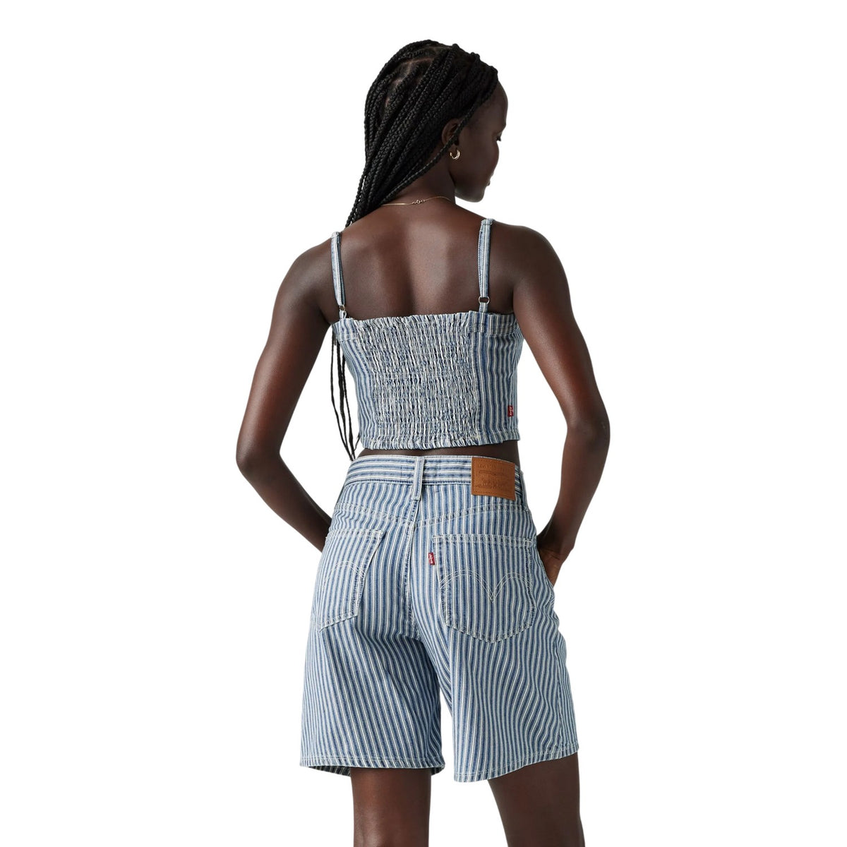 Light Blue - Back - Levis Womens-Ladies Jadine Striped Cropped Slim Tank Top