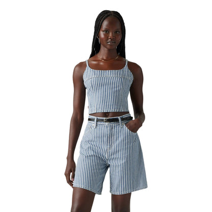 Light Blue - Lifestyle - Levis Womens-Ladies Jadine Striped Cropped Slim Tank Top