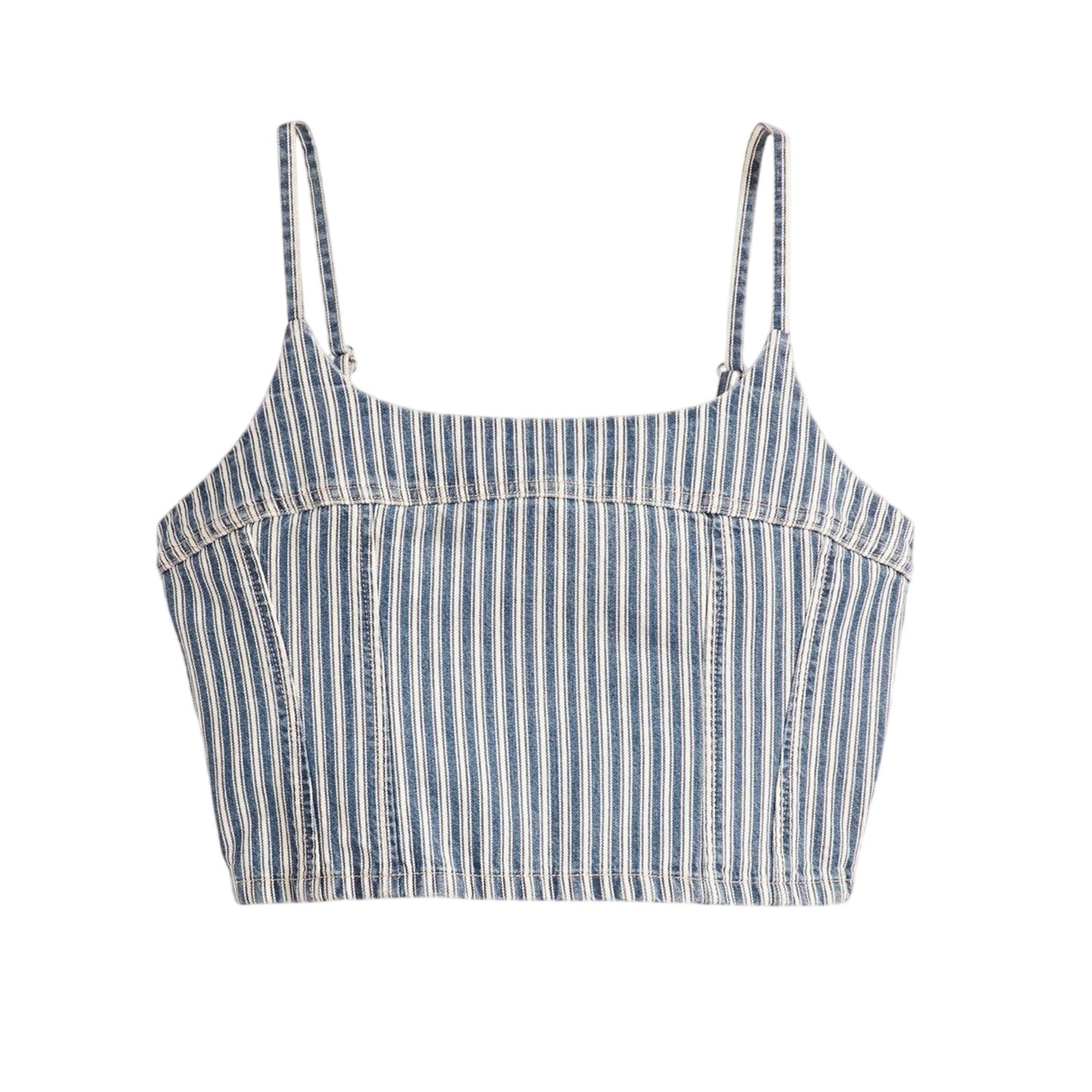 Light Blue - Front - Levis Womens-Ladies Jadine Striped Cropped Slim Tank Top