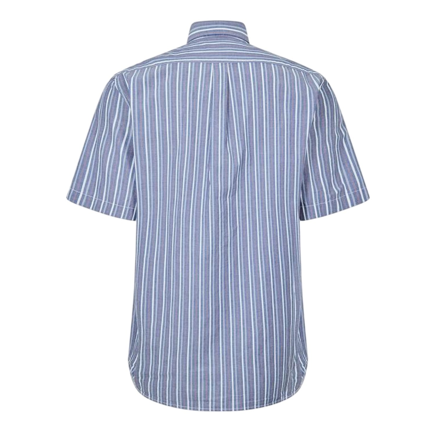 Dark Denim - Back - Timberland Mens Striped Short-Sleeved Button-Down Shirt