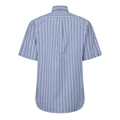 Dark Denim - Back - Timberland Mens Striped Short-Sleeved Button-Down Shirt