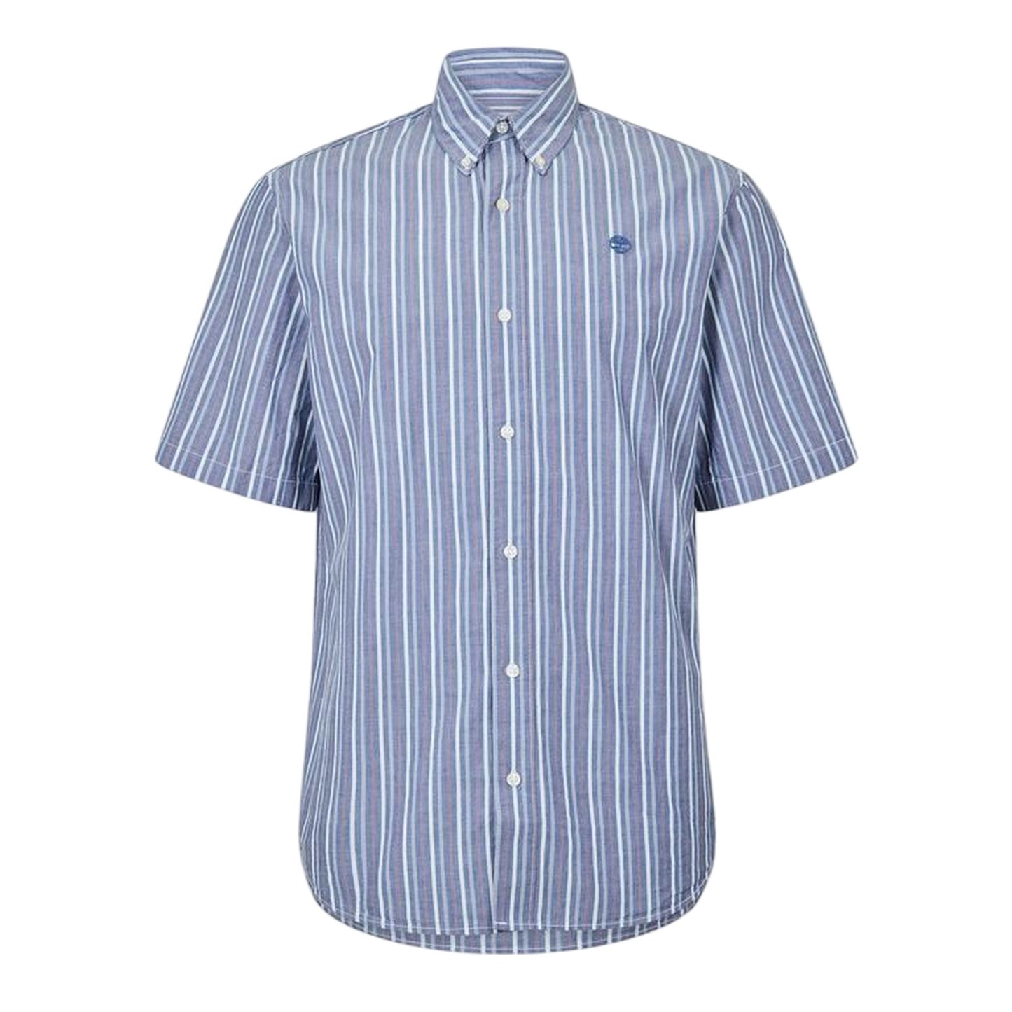Dark Denim - Front - Timberland Mens Striped Short-Sleeved Button-Down Shirt