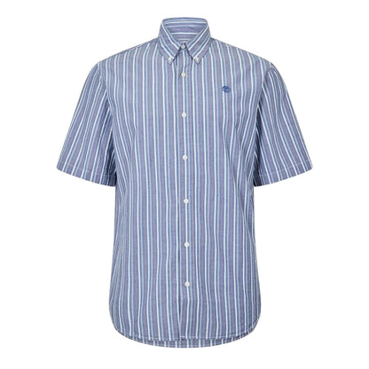 Dark Denim - Front - Timberland Mens Striped Short-Sleeved Button-Down Shirt