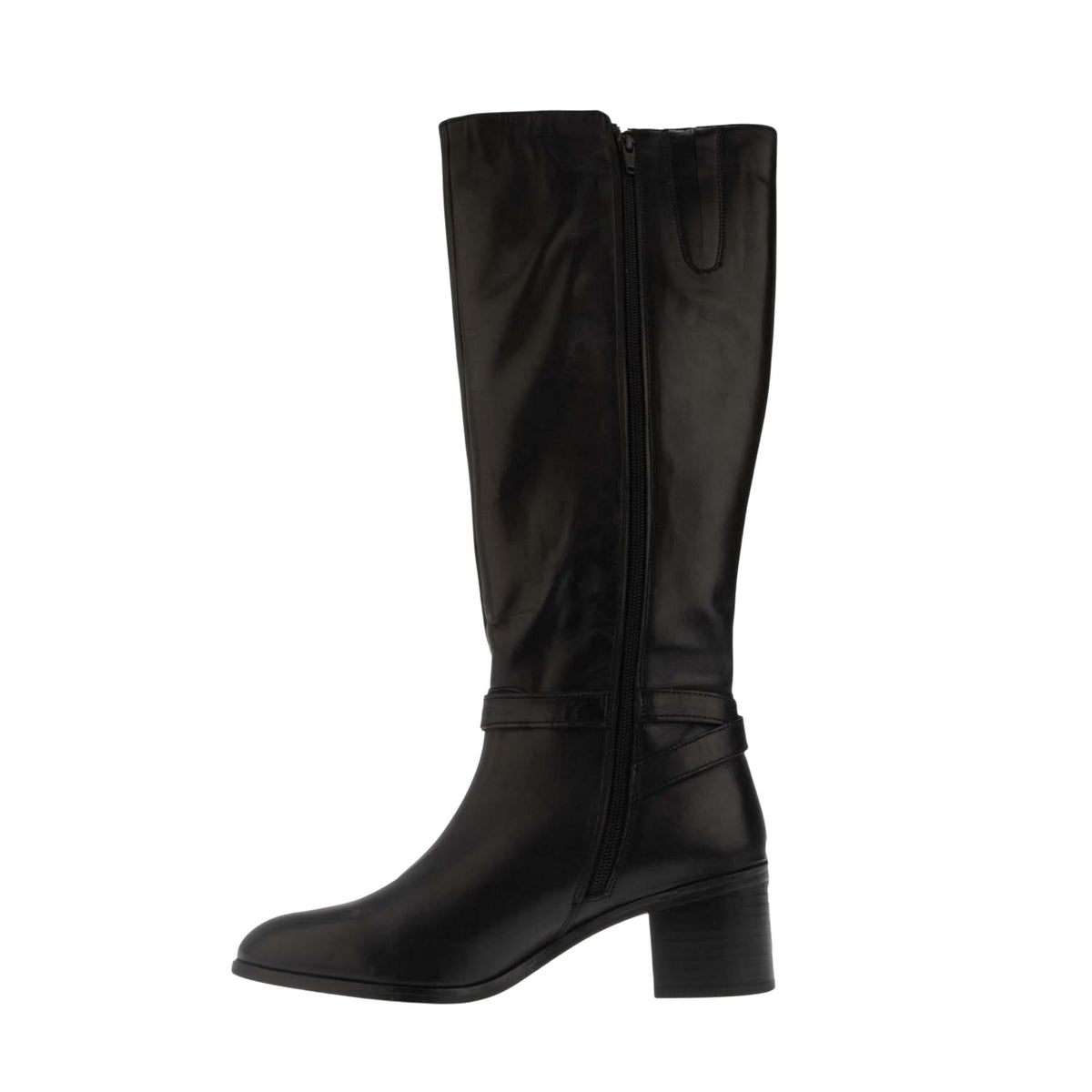 Black - Pack Shot - Dune London Womens-Ladies Trusti Casual Leather Knee-High Boots