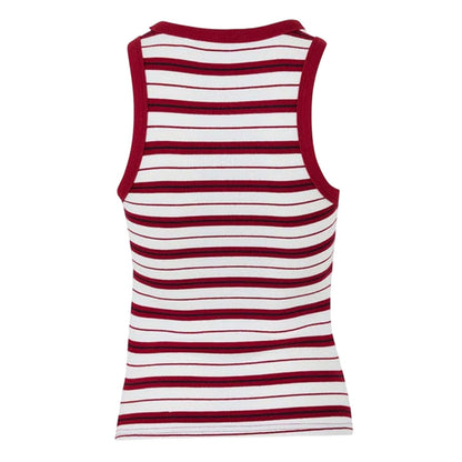 Red - Back - Jack Wills Womens-Ladies Striped Slim Tank Top