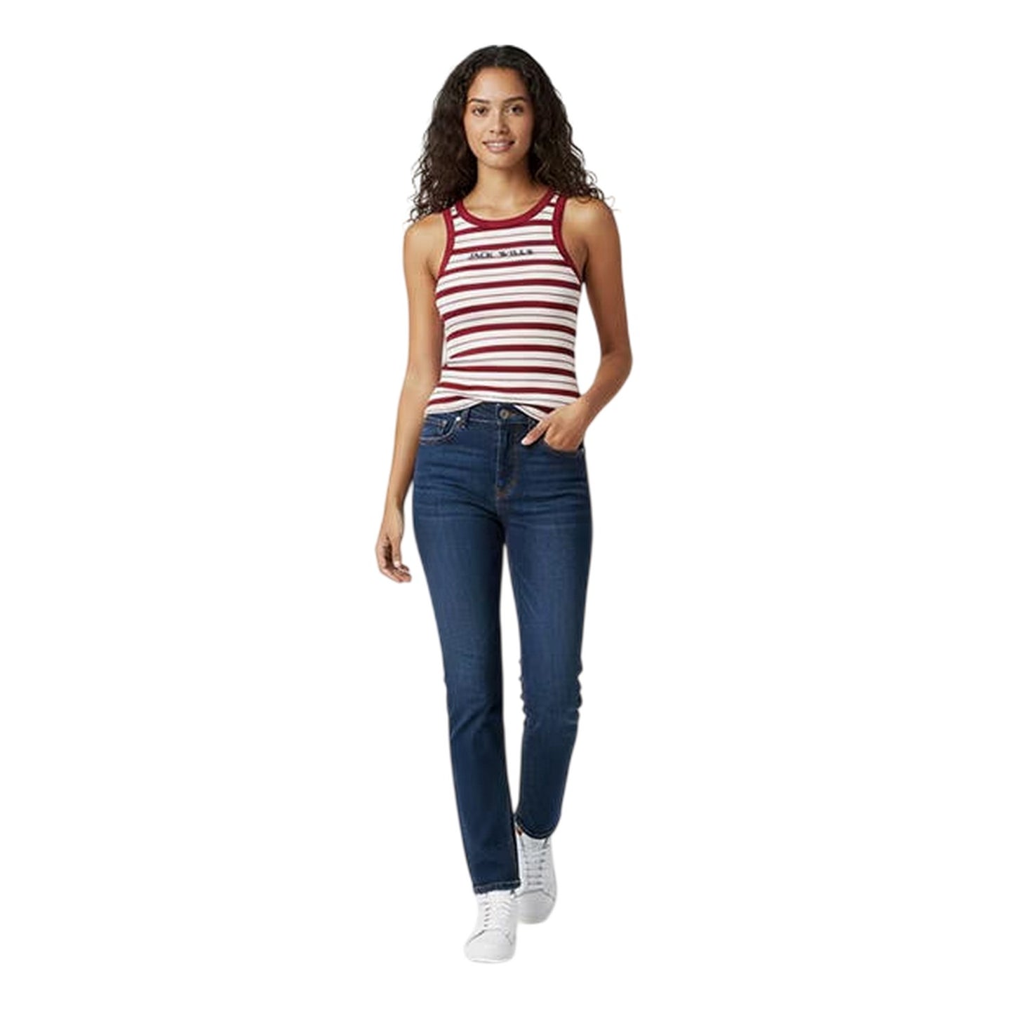 Red - Lifestyle - Jack Wills Womens-Ladies Striped Slim Tank Top