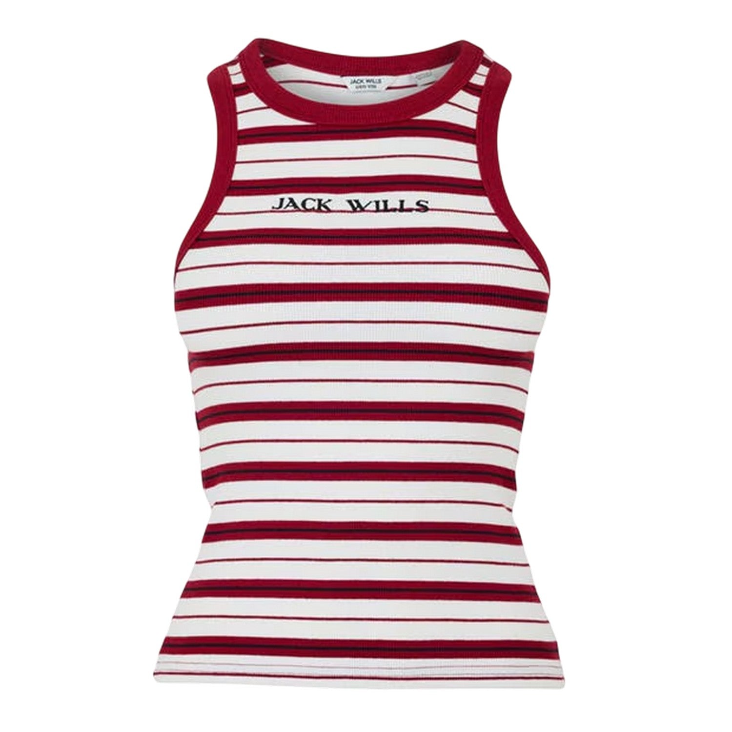 Red - Front - Jack Wills Womens-Ladies Striped Slim Tank Top