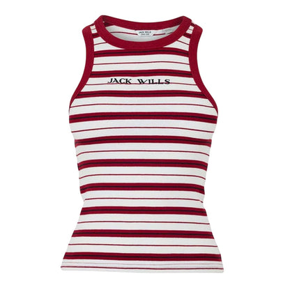 Red - Front - Jack Wills Womens-Ladies Striped Slim Tank Top