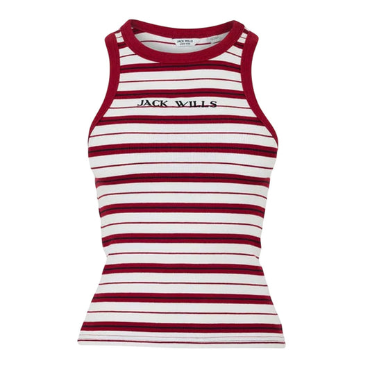 Red - Front - Jack Wills Womens-Ladies Striped Slim Tank Top