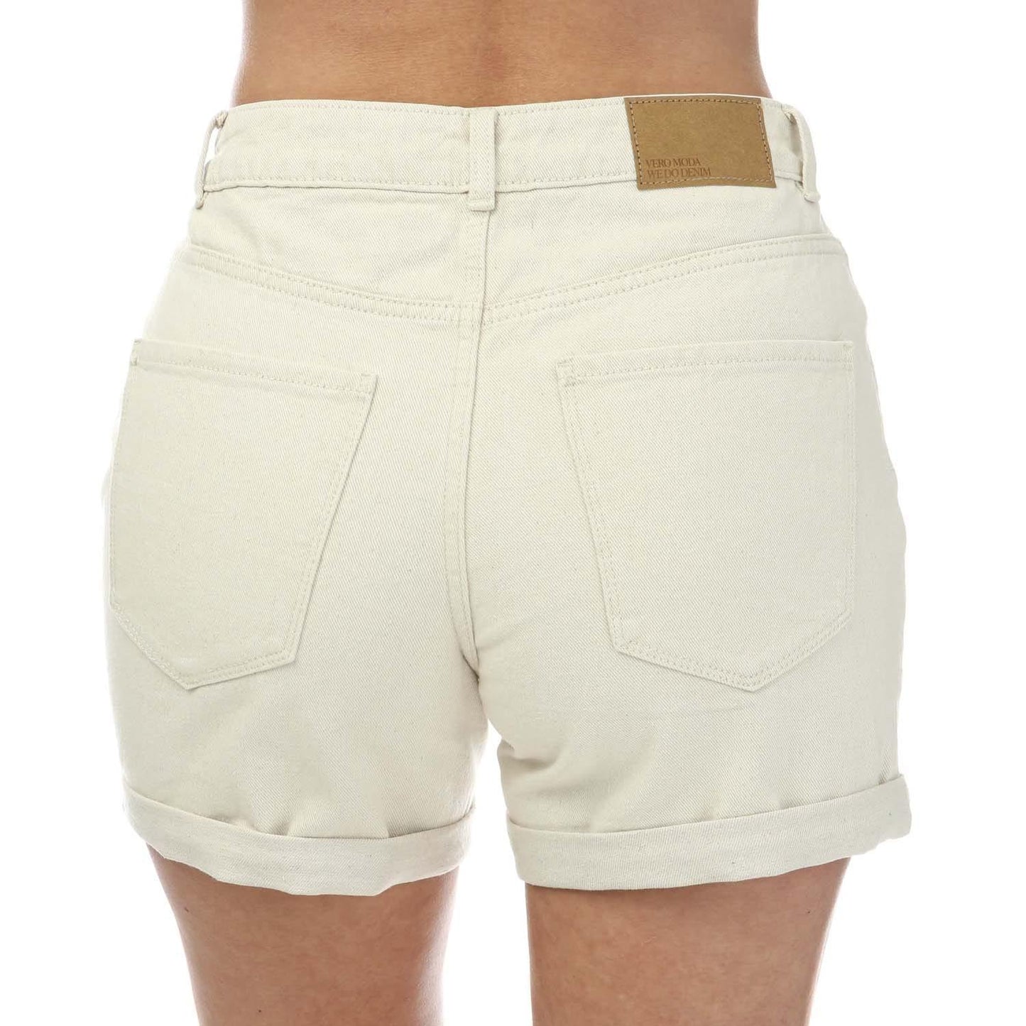 Ecru - Back - Vero Moda Womens-Ladies Zuri Denim High Rise Loose Shorts