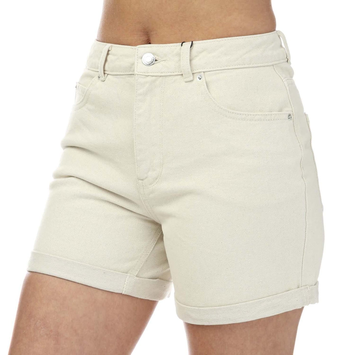 Ecru - Front - Vero Moda Womens-Ladies Zuri Denim High Rise Loose Shorts