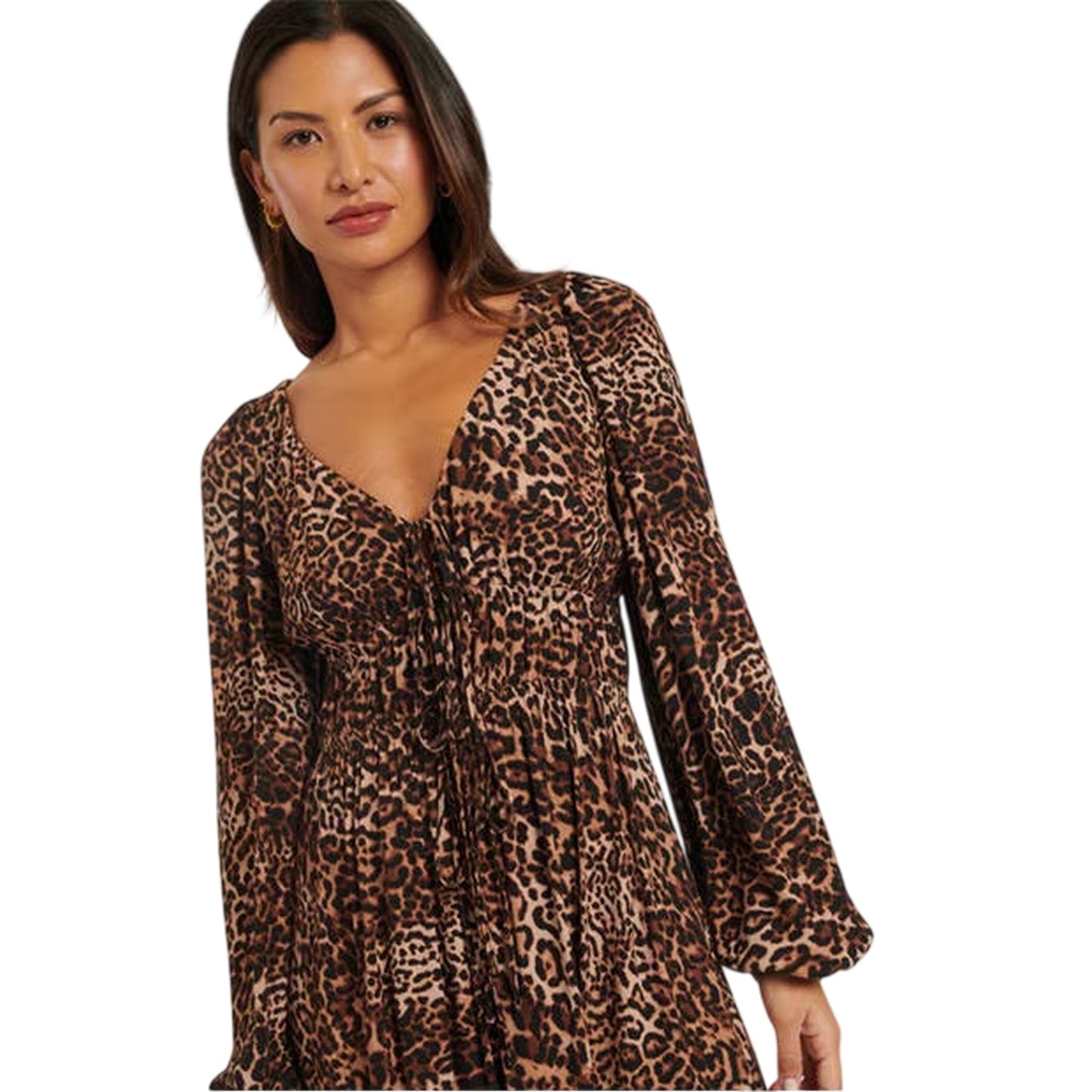 Multicoloured - Side - Nobody´s Child Womens-Ladies Samntha Leopard Print V Neck Midi Dress