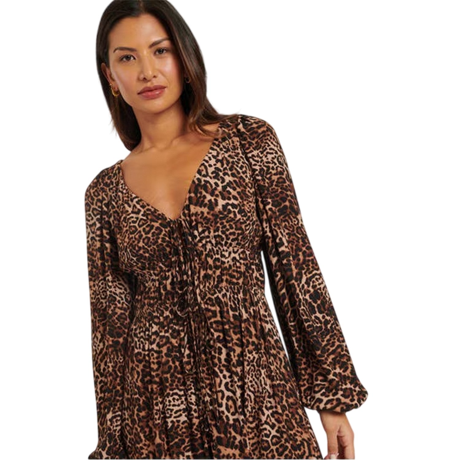 Multicoloured - Side - Nobody´s Child Womens-Ladies Samntha Leopard Print V Neck Midi Dress