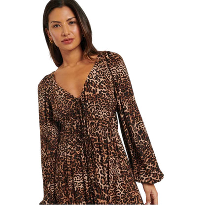 Multicoloured - Side - Nobody´s Child Womens-Ladies Samntha Leopard Print V Neck Midi Dress