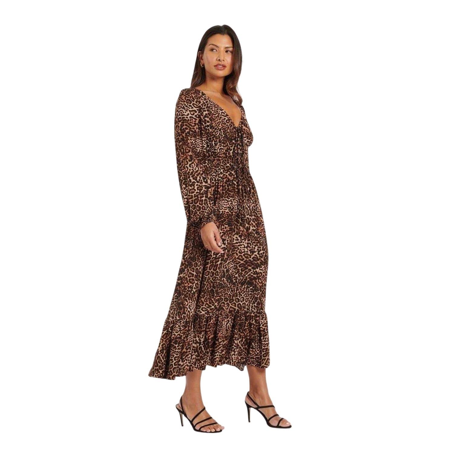 Multicoloured - Lifestyle - Nobody´s Child Womens-Ladies Samntha Leopard Print V Neck Midi Dress